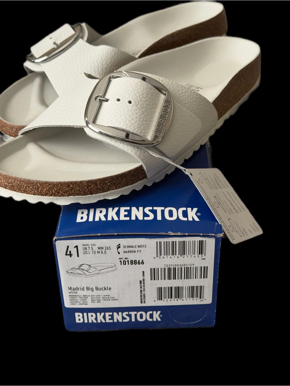 Birkenstock White Women’s Single Buckle Madrid Slide Sandals - Picture 2 of 5